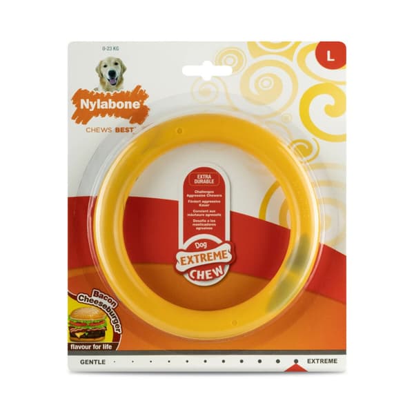 Hund Bidering Nylabone Ring Gul Burger L
