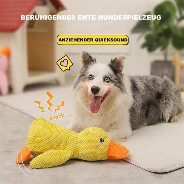 Stressreducerende hundelegetøj i dyreform – blødt gult plyslegetøj til hunde