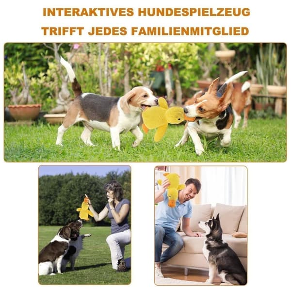 Stressreducerende hundelegetøj i dyreform – blødt gult plyslegetøj til hunde
