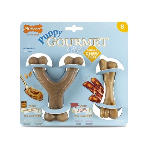 Hund Bidering Nylabone Brun Jordnøddesmør Bacon Kunstig S