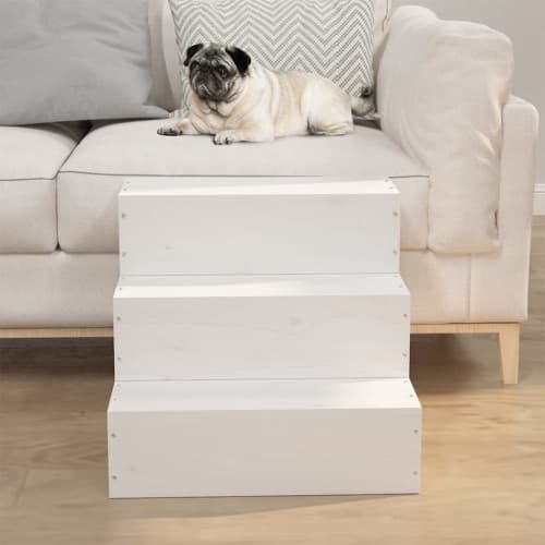 Husdjurstrappa Vit 40x37,5x35 cm massiv furu