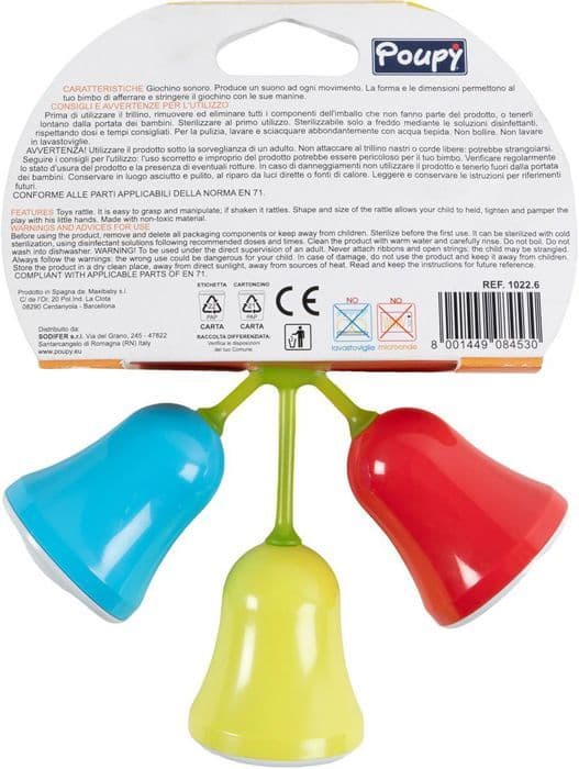 Poupy Ljudleksak för barn, stimulerande, tvättbar och återanvändbar, med icke-toxiskt material