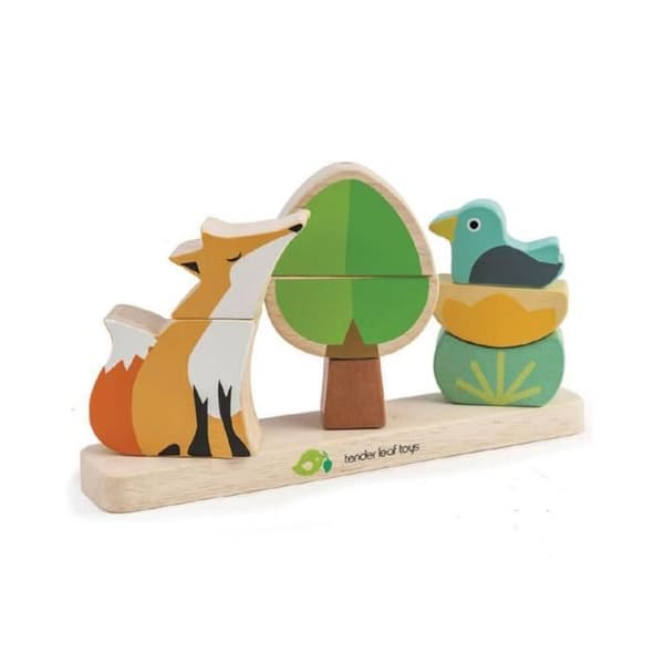 Tender Toys påleträd med djur trä junior 16 delar