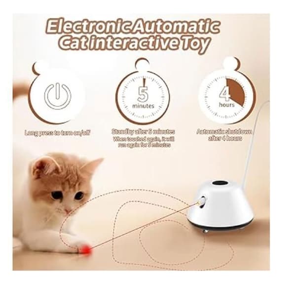 Interaktiv leksak för katt - Ej specificerad - Automatisk modell - 3 spelalternativ - Röd LED - Uppladdningsbar