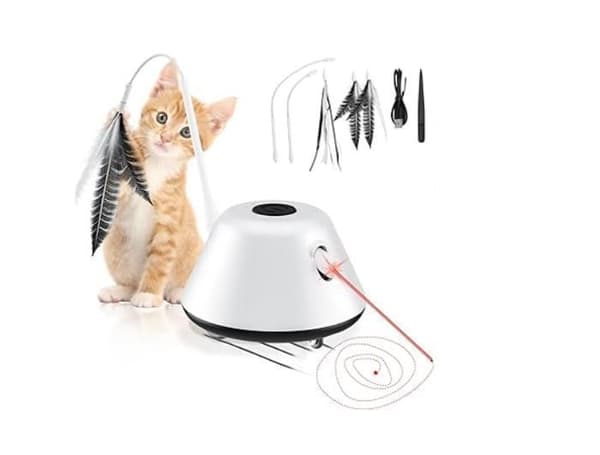 Interaktiv leksak för katt - Ej specificerad - Automatisk modell - 3 spelalternativ - Röd LED - Uppladdningsbar