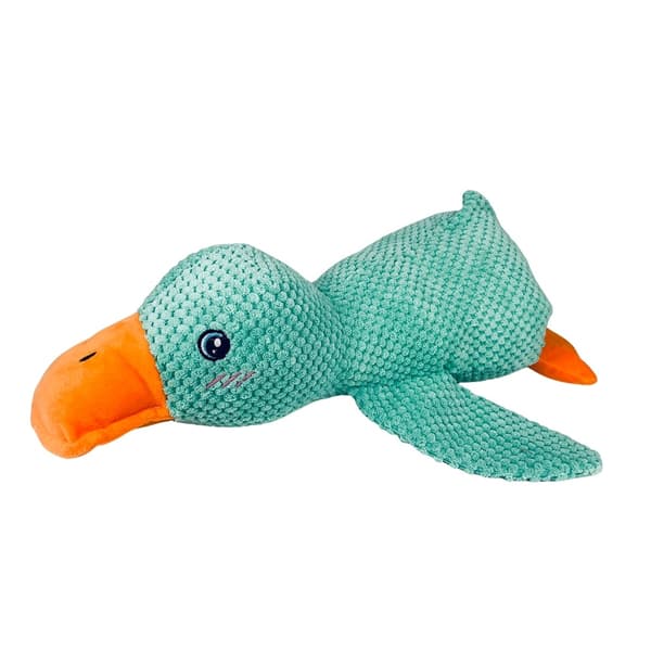 Hundleksak Mjuk Anka med Ljud, Gul eller mintgrön