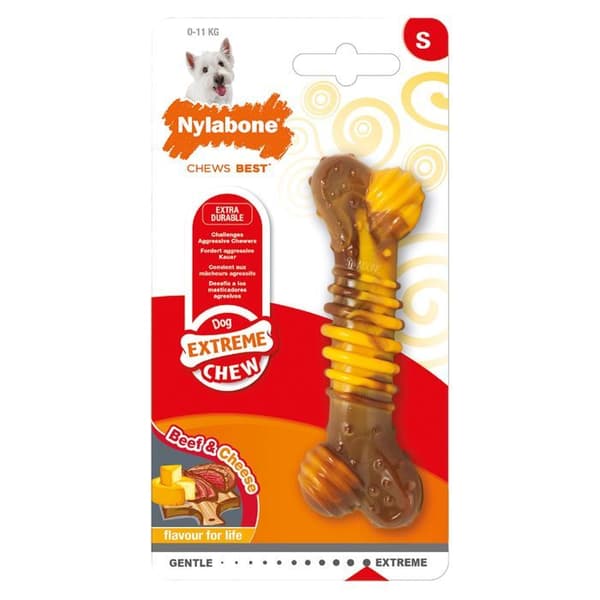 Toy - NYLABONE - Extreme Chew - Nylon - Nötkött och ostsmak - 11 cm