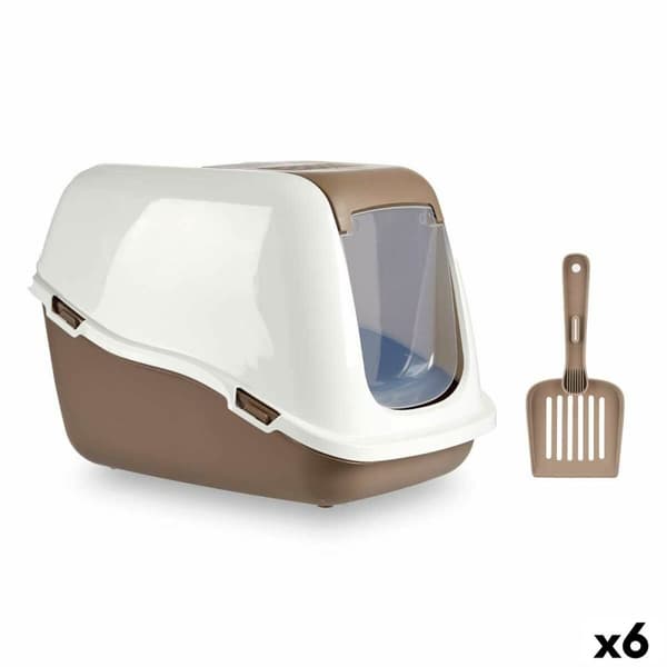 Kattebakke Hvid Beige Plastik 39,7 x 57 x 39 cm (6 enheder)