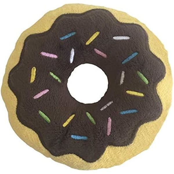 Hundleksak - GLORIA - Kramdjur i form av en donut - 14 cm - Choklad - Ljus ljud