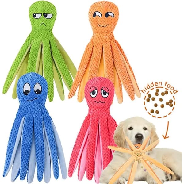 Hundleksaker, Interaktiv Hundleksak Pussel, Utan Fyllning, Knyckelmaterial,ue Grön Röd bläckfisk