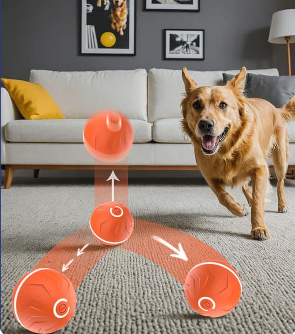 Lollanda Hundleksak - Rullande Aktiveringsboll, Tuggboll för Hundar, Interaktiv Smart Boll som rör sig 360° - Leksaksboll till Hund
