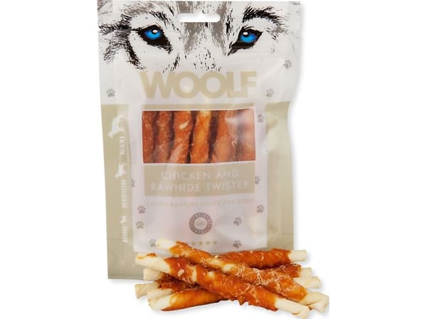 WOOLF WOOLF 100g CHICKEN RAWHIDE TWISTER