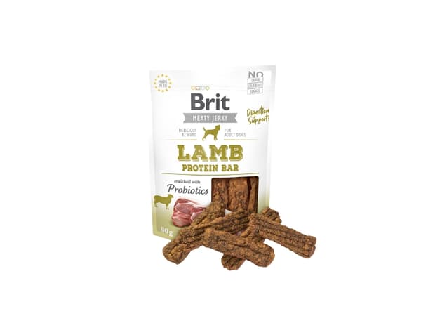 Brit Jerky Snack, Snacks, Hund, Adult, Lam, 80 g, Sukkerfri