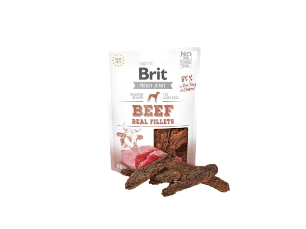 Brit Jerky Snack, Snacks, Hund, Adult, Nötkött, 80 g, Sockerfri