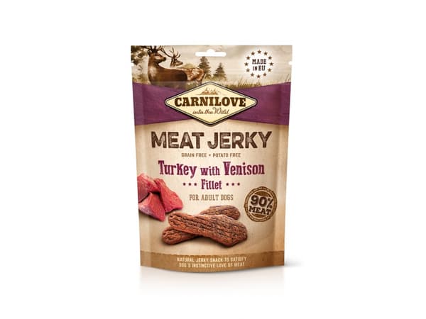 Brit Carnilove Dog Jerky Turkey & Venison Fillet - indyk i filet z dziczyzny 100g