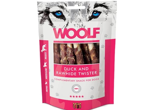 WOOLF Duck rawhide twister - hundegodbid - 100g