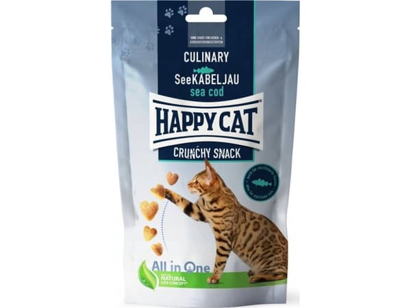 Happy Cat Crunchy Snack Sea Cod, delikatesse, for katter, torsk og erter, 70g