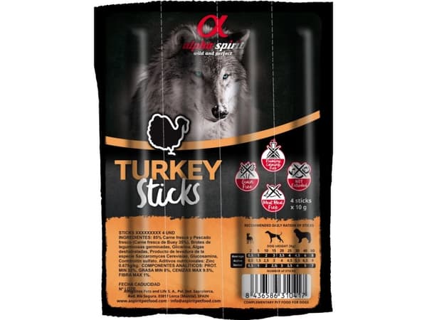 Turkey Ristra Sticks, 4 stk., AlphaSpirit - (16 pk/ps)