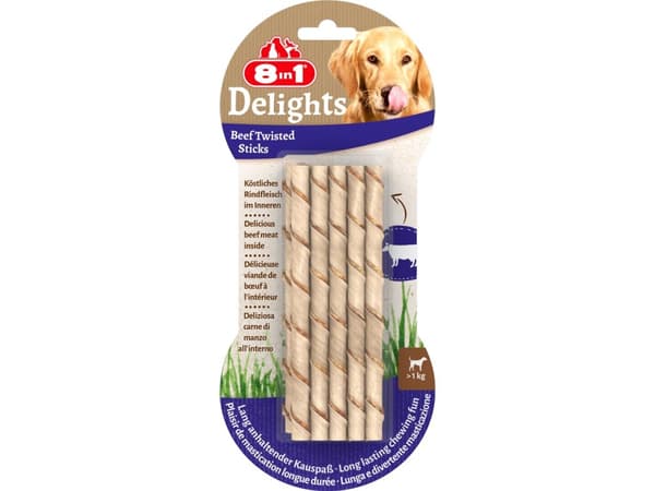 8 in 1 8in1 Delights Twisted Beef, 10 stk. - (6 pk/ps)