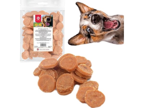 Snack for hunder Maced Salmon rød farge 500g