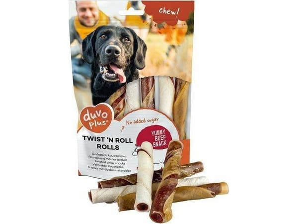 Duvo+ Duvo+ Twist N Rolls Beef 5 st 12,5cm, hundgodis med nötkött