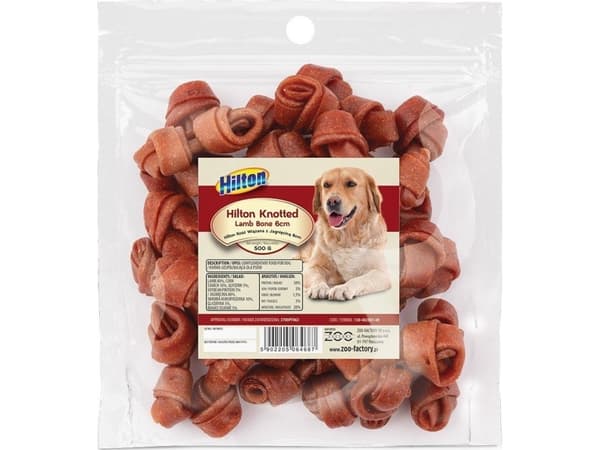 HILTON Knotted Lamb Bone 6 cm - hund tygge - 500g