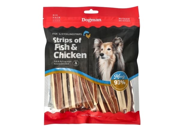 Dogman Strips Of Fish & Chicken Hundgodis 250g