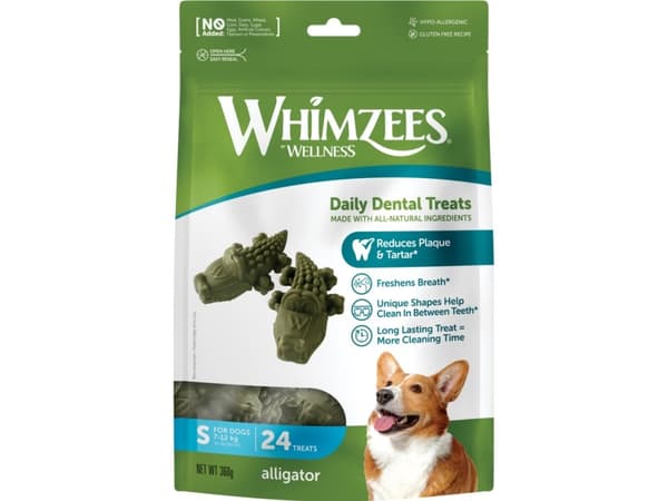 Whimzees Alligator S, 24 stk, 360 g MP - (6 pk/ps)