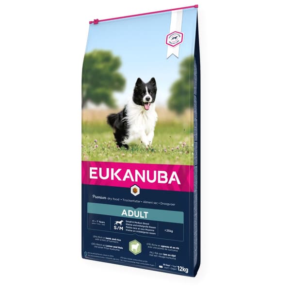 EUKANUBA Adult Small & Medium -rodut, runsaasti lammasta ja riisiä - koiran kuivaruoka - 12 kg