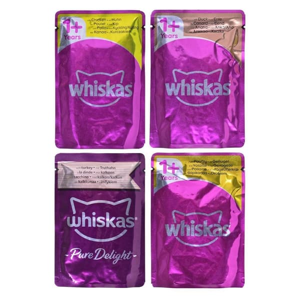 Kattmat Whiskas Pure Delight Kyckling Kalkon Anka Fåglar 40 x 85 g