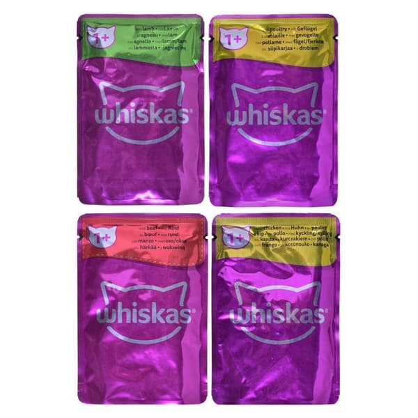 Kattmat Whiskas Classic Meals Kyckling Kalvkött Lamm Fåglar 80 x 85 g