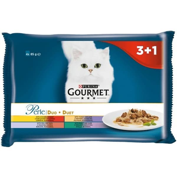 Kattmat Purina Kyckling Kalvkött Lamm Anka Vildsvin Kanin 4 x 85 g