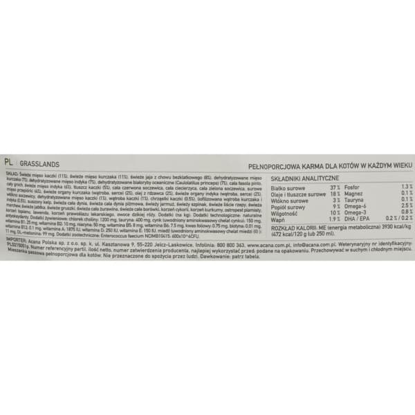 Kattmat Acana Grasslands Kyckling Fisk Lamm 4,5 Kg