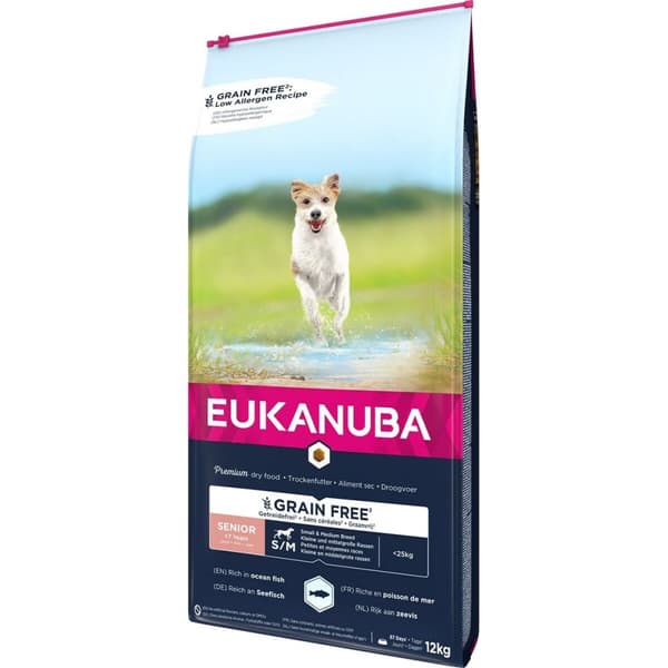 Foder Eukanuba Grain Free Senior small/medium breed Senior Fisk 12 kg