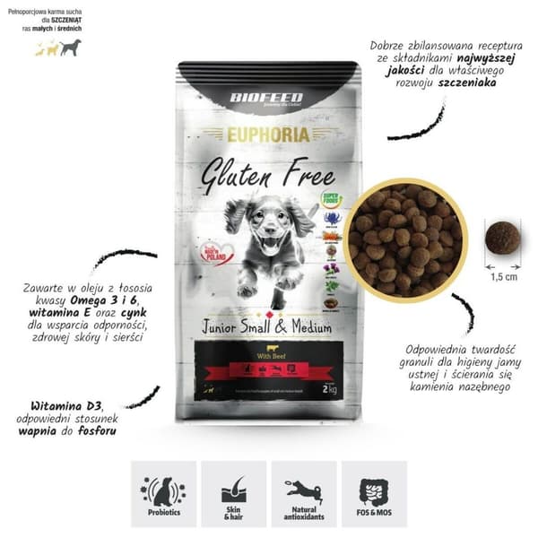 Foder Biofeed Junior Small & Medium Kalvkött 12 kg