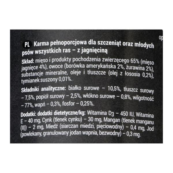 Våt mat Dolina Noteci Rafi Junior Blåbär Lamm 400 g