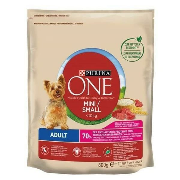 Foder Purina One Mini Vuxen Kalvkött 800 g