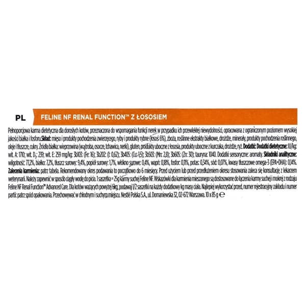 Kattmat Purina Feline Veterinary Diets NF Renal Function Lax 10 x 85 g