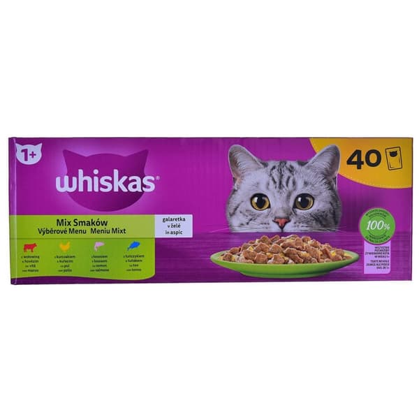 Kattmat Whiskas Mix Favourites in jelly Kyckling Lax Tonfisk Kalvkött 40 x 85 g