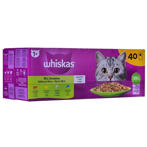 Kattmat Whiskas Mix Favourites in jelly Kyckling Lax Tonfisk Kalvkött 40 x 85 g