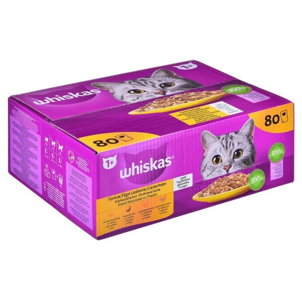 Kattmat Whiskas Jelly Kyckling Kalkon Anka Fåglar 80 x 85 g