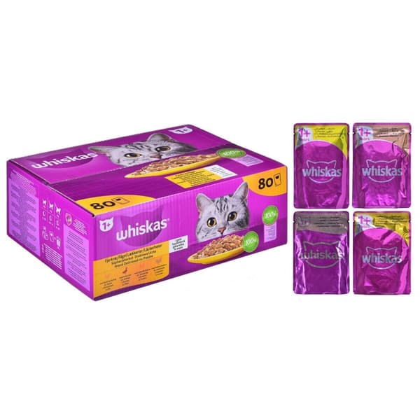 Kattmat Whiskas Jelly Kyckling Kalkon Anka Fåglar 80 x 85 g