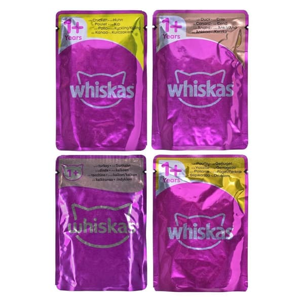 Kattmat Whiskas Jelly Kyckling Kalkon Anka Fåglar 80 x 85 g