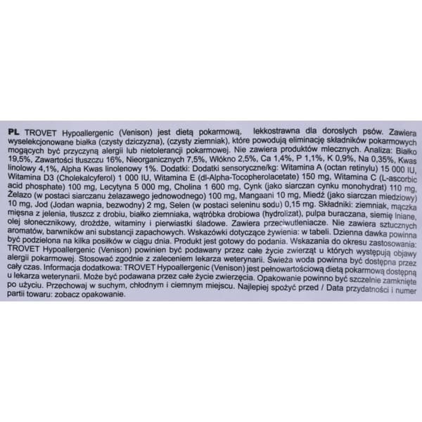 Foder Trovet Hypoallergenic Vuxen Kalvkött Vildsvin 3 Kg