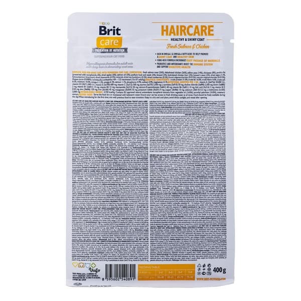 Kissanruoka Brit Care Grain Free Haircare Healthy & Shiny Coat Aikuinen Kana Lohi 400 g