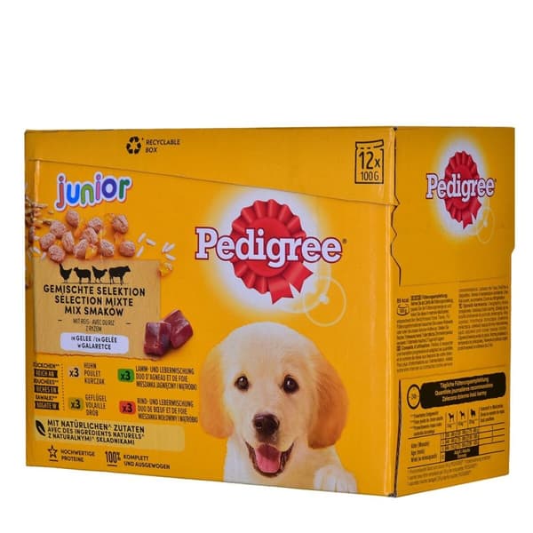 Kostea ruoka Pedigree unior Selection Kana Nauta Karitsa Linnut 100 g 12 x 100 g