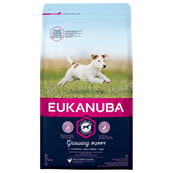 Rehu Eukanuba Growing Puppy Small Breed Lapset / junior Kana 3 Kg