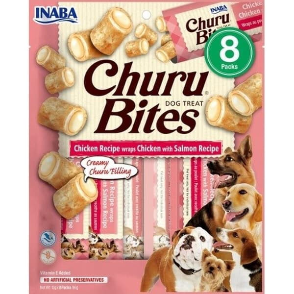 Hundgodis Inaba Churu Bites Chicken with salmon recipe Kyckling Lax Fisk 8 x 12 g