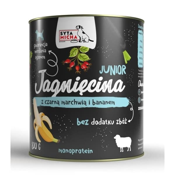 Våt mat SYTA MICHA Junior Lamb with black carrot and banana 800 g
