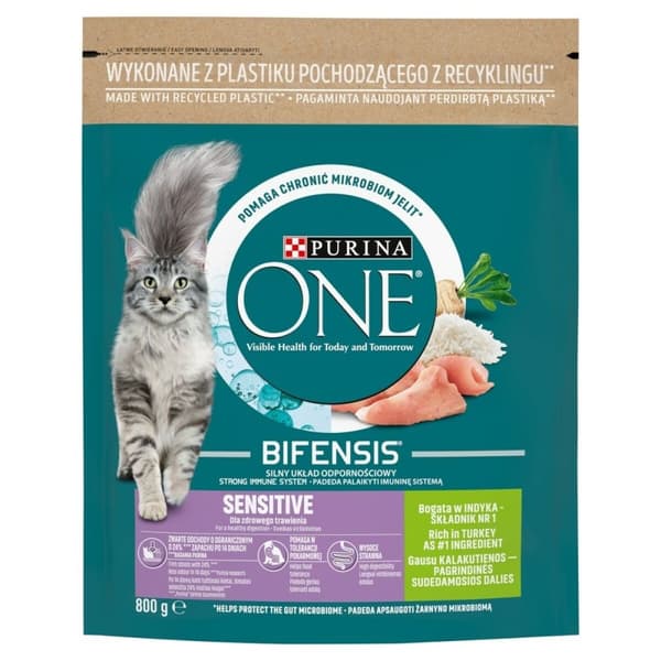 Kissanruoka Purina One Bifensis Adult Sensitive Aikuinen Turkki 800 g